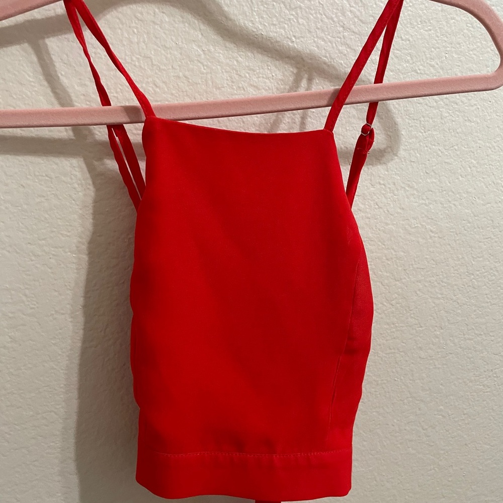 Red Cross Cross Crop Top